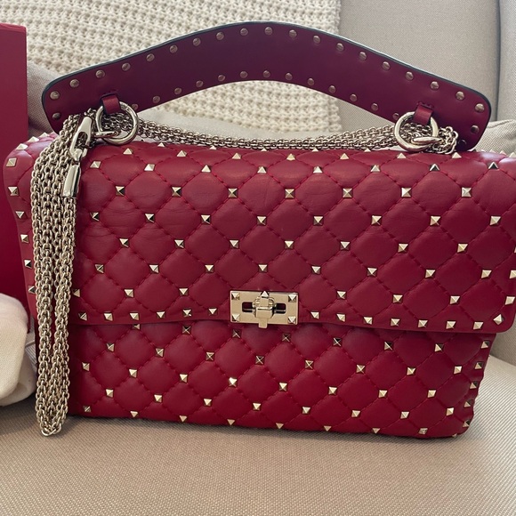 Valentino Rockstud Red Handbag (wanting to trade for smaller size) - Picture 3 of 14